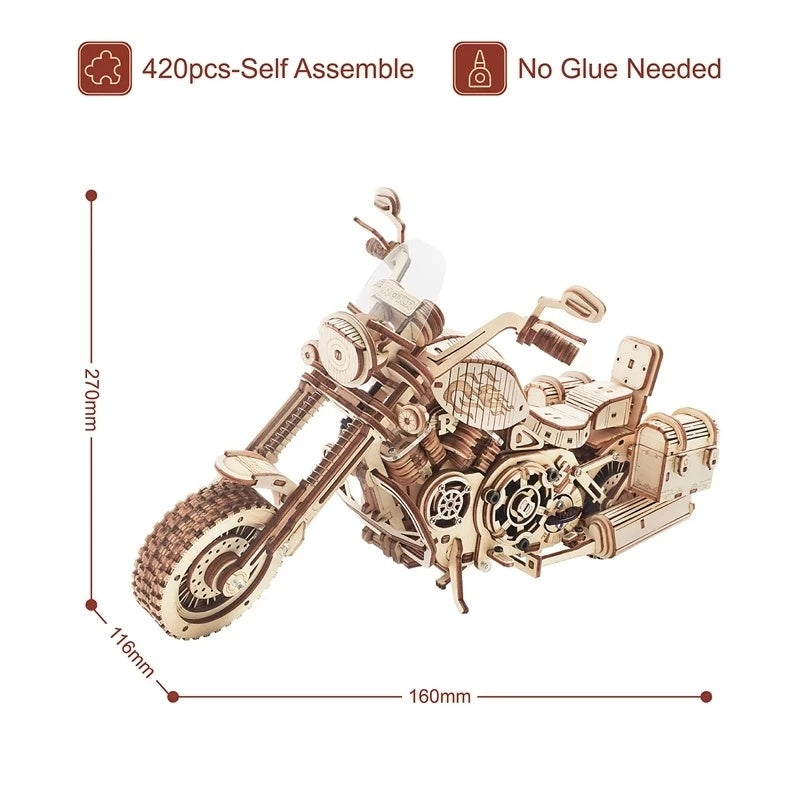 Cruiser Motorcycle DIY Wooden Model 420 Pcs Building Block Kits Funny Toys Gifts For Children Adults™️