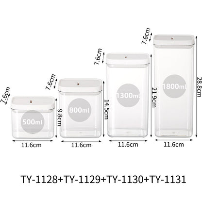 Transparent Airtight Jar Storage Box Square Pasta Storage Jar